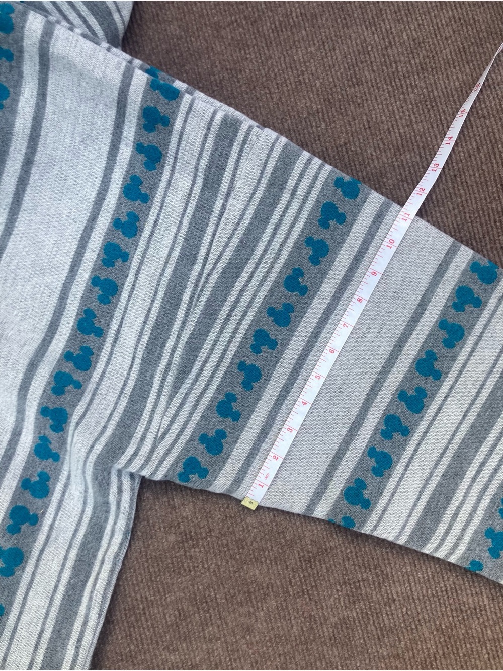 Disney 3X Mickey Mouse Baja Hoodie Sweatshirt, Gray & Teal Striped Sz 3X, Unisex - Picture 9 of 11